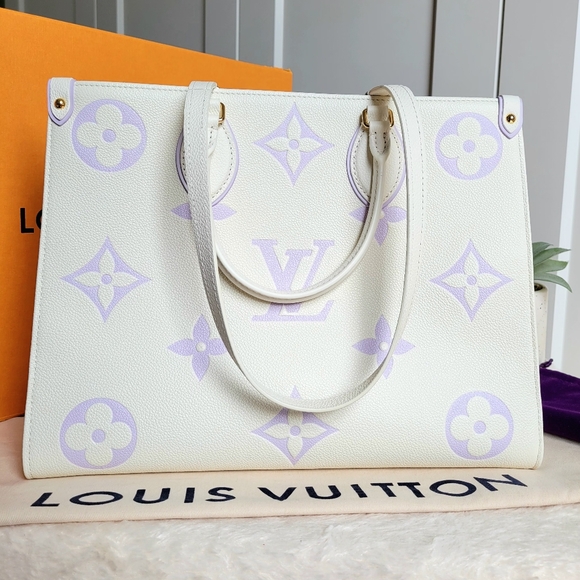 💕STUNNING Louis Vuitton OntheGO Mm EMPREINTE Bubble Tea Latte Lavender FLOWER - Picture 15 of 16